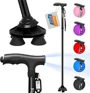 BigAlex Folding Walking Cane with LED Light,Adjustable & Portable Walking Stick, Lightweight,Collapsible with Carrying Bag for Men/Woman（Short）