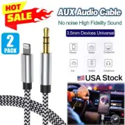 2pcs iPhone Auxiliary Cable 3.5mm Car AUX Stereo Audio Cable Compatible Adapter