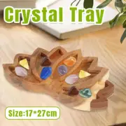 Wooden Crystal Tray Lotus Stone Display Stand Storage Holder for Home Decor AU