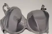 NEW DAVID JONES DISTRACTION SILVER GREY SATIN UNDERWIRE BRA SIZE 10F / 32F