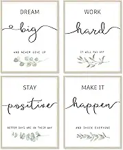 Office Decor Poster 8x10 Canvas Prints Unframed Set of 4, Wall Art Prints for Bedroom | Living Room | Classroom, Home Office Accessories Motivational Desk Decor