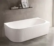 1500/1700mm Line White Corner Back to wall Freestanding Bath no overflow Fluted
