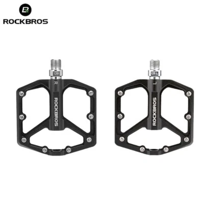ROCKBROS MTB Road Bike Aluminum Alloy Pedals Bicycle Flat Pedals Bearing 9/16"