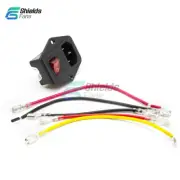 10A 250V Red and Black 3 Pin Switch Power Socket With Fuse +Line