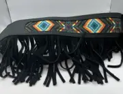 Levy's Handcrafted Nova Scotia Canada Black Gator Guitar Strap 3"W 5" Frill 47"