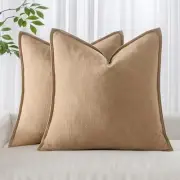 Pack of 2 Decorative Linen Pillow Covers 18x18 18" x 18" (Pack of 2) Brick
