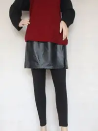 在飛比找蝦皮購物優惠-秋季新款大尺碼一件式褲裙 帶遮臀皮裙的內搭褲 假兩件女外穿屁