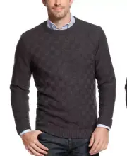 NWT GEOFFREY BEENE MEN'S BASKETWEAVE CREWNECK SWEATER GRAPHITE SIZE MEDIUM