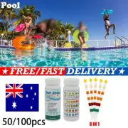 50PC 6in1 Chlorine Dip Test Strips Hot Tub SPA Swimming Pool PH Tester Paper AL