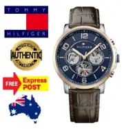 Tommy Hilfiger "Keagan" TH1791290 BLUE/SILVER/ROSE GOLD/BROWN LEATHER MENS WATCH