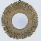 Large Raffia Fringe Natural Mirror Beach, Coastal - 120 cm Dia