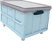 Folding Storage Crate with Wheels Capacity Organizing Box for Clothes and More Space Saving Design for Home and Outdoor Use
