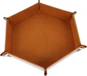 WESIEVYA Hexagonal Folding Tray Pu Leather Valet Trays Organize Desktop Small Jewelry Plate