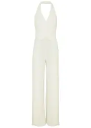 Alice + Olivia Robin Halterneck Wide-leg Jumpsuit - Off White 8 (UK12 / M)