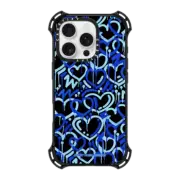 iPhone 16 Pro Bounce Case MagSafe Compatible Blue & Black Electric Love by Corey Paige Designs
