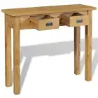 Console Side Table With 2 Drawers Teak Wood Sideboard Home Hallway Furniture