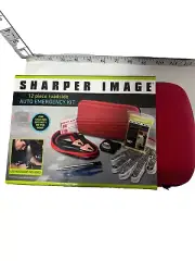 Sharper Image Roadside Emergency Kit 12 piece NEW red case Led Headlamp included
