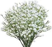 OundarM 15pcs Babys Breath Artificial Flowers Bulk Fake White Gypsophila Flowers Bouquets for Wedding DIY Wreath Floral Arrangement Home Party Decoration