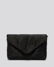 Black Kylie Crystal Mesh Crossbody Bag
