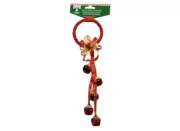 Christmas Holiday Themed Doorknob Door Hanger with Jingle Bells (Red)