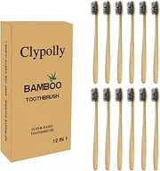 Clypolly Firm Toothbrush Extra Hard Birstles Bamboo Toothbrush for Adult 12 Pieces