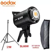 AU Godox SL-60W Studio Bowens Mount LED Video Light+35x160cm Softbox+Light Stand