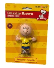 Peanuts Vintage CHARLIE BROWNS Rubber Bendable Posable Figure NIP