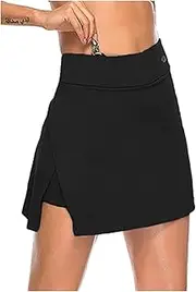 LHDDAGQAX Workout Skirt Women High Waist Short Skirt Fitness Short Summer Running Tennis Workout Gym Shorts Activewear Skort (Color: Black, Size: XX-Large) (Black S)