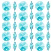 K9 Crystal Octagon Beads 2 Holes 100 Pack 14mm Chandelier Prisms, Clear Blue