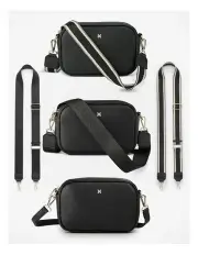 [Madison Accessories] Monica Crossbody Bag & 3 Straps in Black