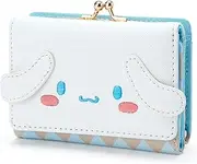 [Binocara] Cute Cartoon Cinnamoroll Small Wallet Short Ladies Girls Purses Pu Leather Trifold Wallets Women Money Bag, Casual