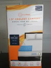 SensorPEDIC 1.5" COOLEST COMFORT MEMORY FOAM BED TOPPER COOLEST COMFORT NIB