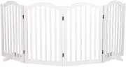 Wooden Pet Gate Dog Fence Safety Stair Barrier Security Door 4 Panels White, Cat