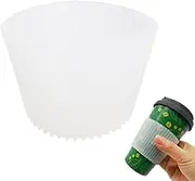 JMEDIC Silicone Coffee Sleeve | Insulated Reusable Elastic Anti-Slip Lightweight Cup Sleeve | Transparent White, Cylindrical, 6cm Round Cup Cover for Hot Drinks