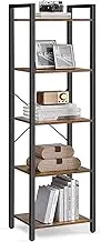 VASAGLE Bookshelf, Bookcase, 5-Tier Storage Shlef Rack with Steel Frame, for Living Room, Office, Study, Hallway, Industrial Style, Rustic Brown and Black ULLS100B01