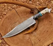 Custom Handmade chef knife ,full tang bowie knife, Buffalo and stag horn handle,