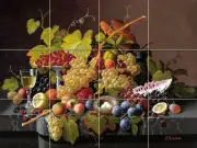 Art Flowers Fruit Grape Wine Mural Tumbled Marble Tile Backsplash #1806