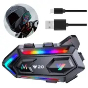 Bluetooth 5.3 Motorcycle Helmet Headset Wireless Call Motorbike Headphone LED AU