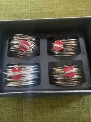 Lenox NAPKIN RINGS Set of 4 New In Box Silver Dinnerware-Tableware Wire Design