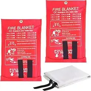 DAWNTREES Fire Blankets 2 Pack Emergency for Kitchen Home, 1x1m Emergency Fire Retardant Blanket for Home Fireproof Blanket for Camping, Grill, Car, Office, Warehouse, School, Picnic, Fireplace (2)