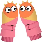 [CATIEBYE] Christmas Gloves Cartoon Mittens Ice Socks with Grips Ski Mittens Hat Warmers Winter Gloves Socks Gloves for Gloves Coral Fleece Pink