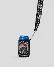 [Salty Life] Salty Life Last Drinks Lanyard Stubby Cooler in Black One Size