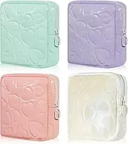 Bisanzoya Sanitary Napkin Storage Bags 4 PCS Soft PU Leather Pad Bags for Period Feminine Product Pouch for Panty Liners, Tampons, Menstrual Cup, Sanitary Napkin