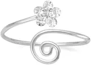 [JewelryWeb] 925 Sterling Silver Wrap Design toe ring With Clear Crystal Flower-toe ring for Women