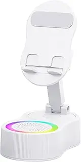 Desk Phone Stand | Telephone Stand - Adjustable Portable RGB Mount with Microphone Speaker for Counter Vanity Nightstand Travel Car Airplane Bedroom