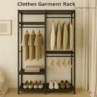 Clothes Rack Hanger Stand Garment Rail Coat Hat Hook Storage Free Standing Wardr