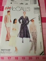 Vintage McCalls Pattern 7366 Loose Cardi Top Tunic Midi Skirt Pants Sizes 10-14