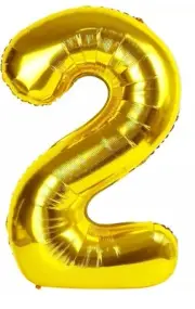 40" NUMBER (2) BALLOONS - Self Inflated Air/Helium - Foil Balloons - GOLD