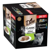Dine Classic Collection Kitten 2-12 Months With Tender Chicken + With Ocean Fish Wet Cat Food 85gm 28 Pack