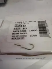 1000-Mustad 33903-BR size 10 kinked hooks